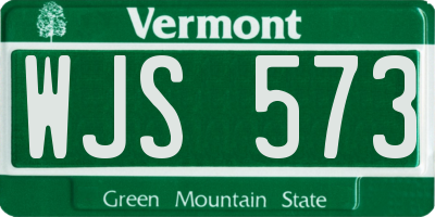 VT license plate WJS573