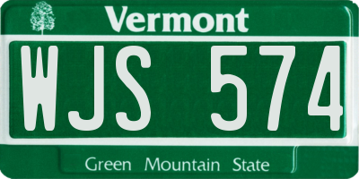 VT license plate WJS574