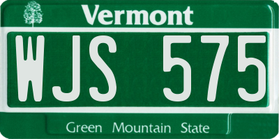 VT license plate WJS575
