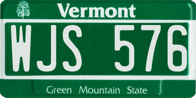 VT license plate WJS576