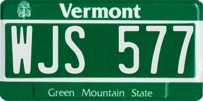 VT license plate WJS577