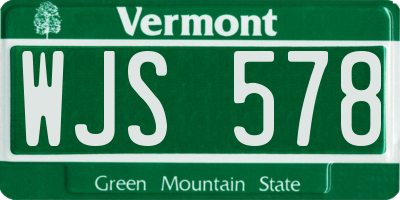 VT license plate WJS578