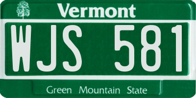 VT license plate WJS581