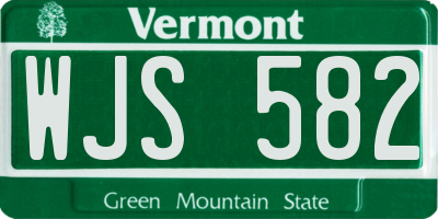VT license plate WJS582