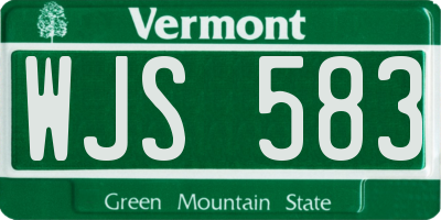 VT license plate WJS583