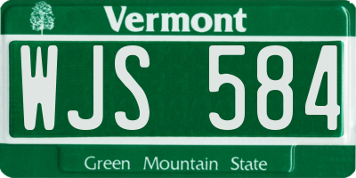 VT license plate WJS584