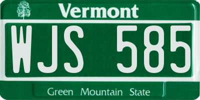 VT license plate WJS585