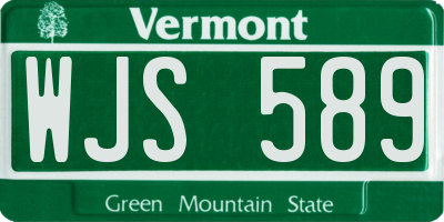 VT license plate WJS589