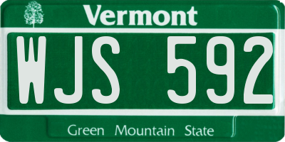 VT license plate WJS592