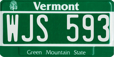 VT license plate WJS593