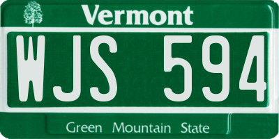 VT license plate WJS594