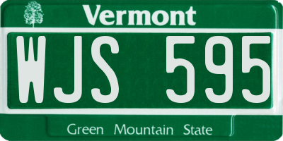 VT license plate WJS595
