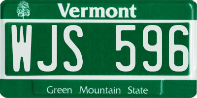 VT license plate WJS596