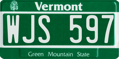 VT license plate WJS597