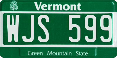 VT license plate WJS599