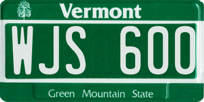 VT license plate WJS600