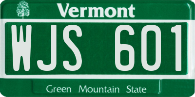 VT license plate WJS601
