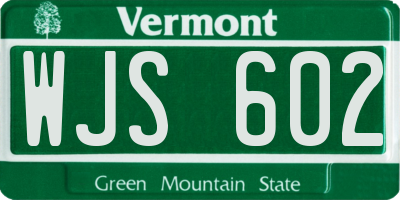 VT license plate WJS602