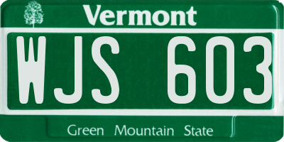 VT license plate WJS603