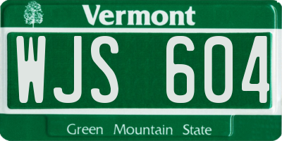 VT license plate WJS604