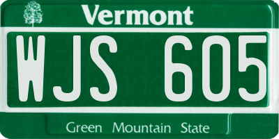 VT license plate WJS605