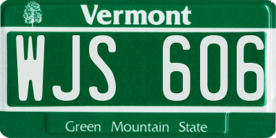 VT license plate WJS606