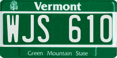 VT license plate WJS610