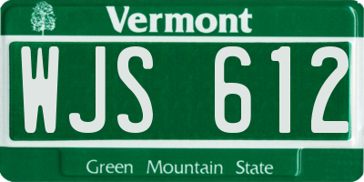 VT license plate WJS612