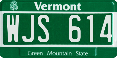 VT license plate WJS614