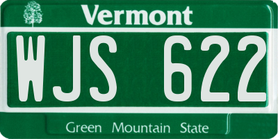 VT license plate WJS622