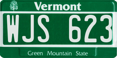 VT license plate WJS623