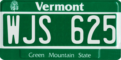 VT license plate WJS625
