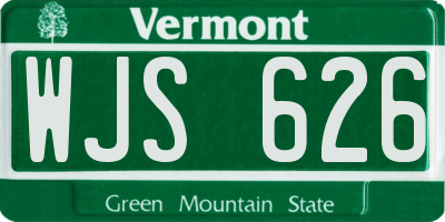 VT license plate WJS626