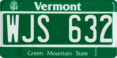 VT license plate WJS632
