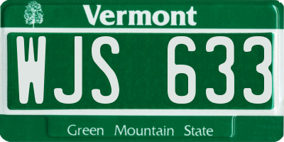 VT license plate WJS633