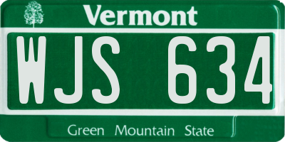 VT license plate WJS634