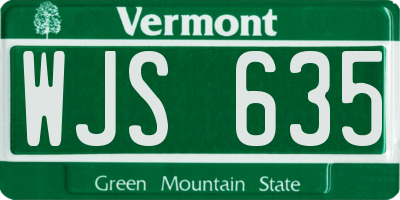 VT license plate WJS635