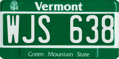 VT license plate WJS638
