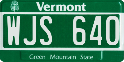 VT license plate WJS640