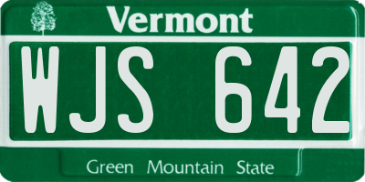 VT license plate WJS642