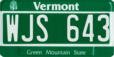 VT license plate WJS643