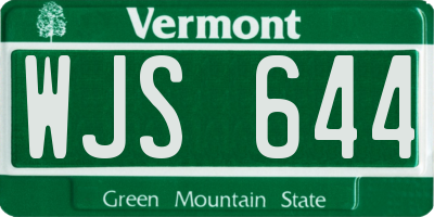 VT license plate WJS644