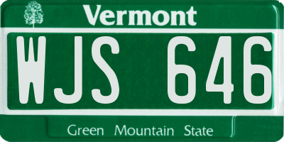VT license plate WJS646