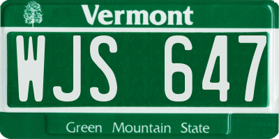 VT license plate WJS647