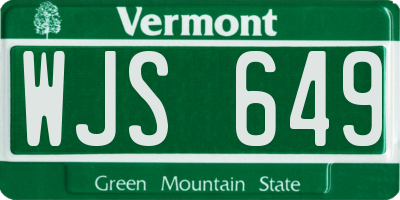 VT license plate WJS649