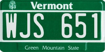VT license plate WJS651