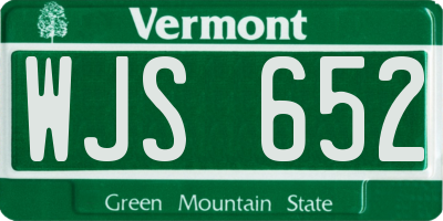 VT license plate WJS652