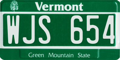 VT license plate WJS654
