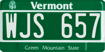 VT license plate WJS657