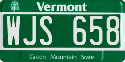 VT license plate WJS658